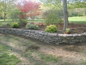 Natural Stone Retaining Wall and Flower Bed - Salem, NH