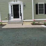 Brick Walkway, Granite Steps, New Lawn and Natural Retaining Wall – Raymond, NH