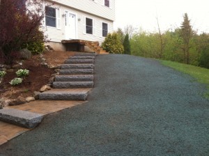 Walkway, Granite Steps & Hydroseed in Deerfield, NH