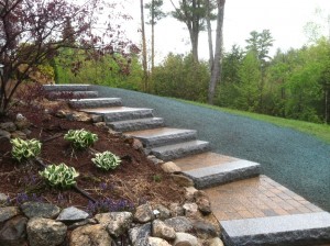 Walkway, Granite Steps & Hydroseed in Deerfield, NH