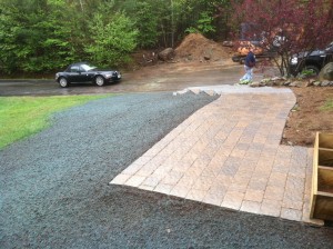Walkway, Granite Steps & Hydroseed in Deerfield, NH